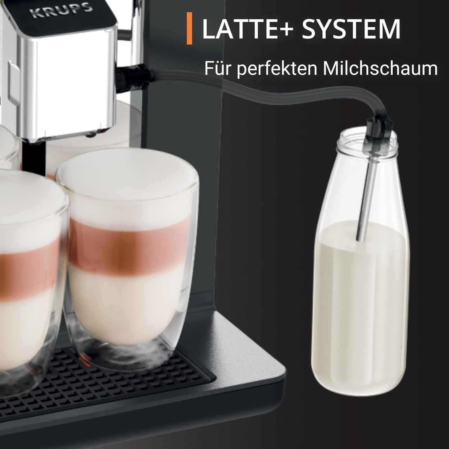 KRUPS Evidence One automatisk espressomaskine med mælkeslange, one-touch cappuccino, 12 specialdrikke, 2-kopps funktion, farvedisplay, espressomaskine, TÜV certifikat, sort, EA895N10