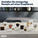 De'Longhi Magnifica Evo Next - Perfetto fuldautomatisk espressor med LatteCrema mælkeskummer, 13 One-Touch-drikke, kaffe- og cappuccinomaskine, farveberøringsskærm, Titanium (ECAM312.80.TB)