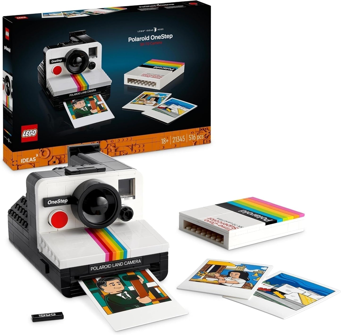 LEGO Ideas Polaroid Onestep SX-70 kamerasæt til voksne, samleobjekt med autentiske detaljer, kreativ aktivitet, fotografigaver til kvinder, mænd, ham, hende og teenagere 21345 Byggesæt Besuche den LEGO-Store Single