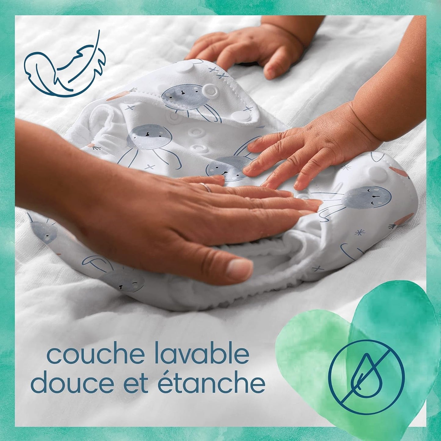 Pampers - Harmony Hybrid startpakke, 3 vaskbare bleer + 25 engangs øverste lag - 1 pakke