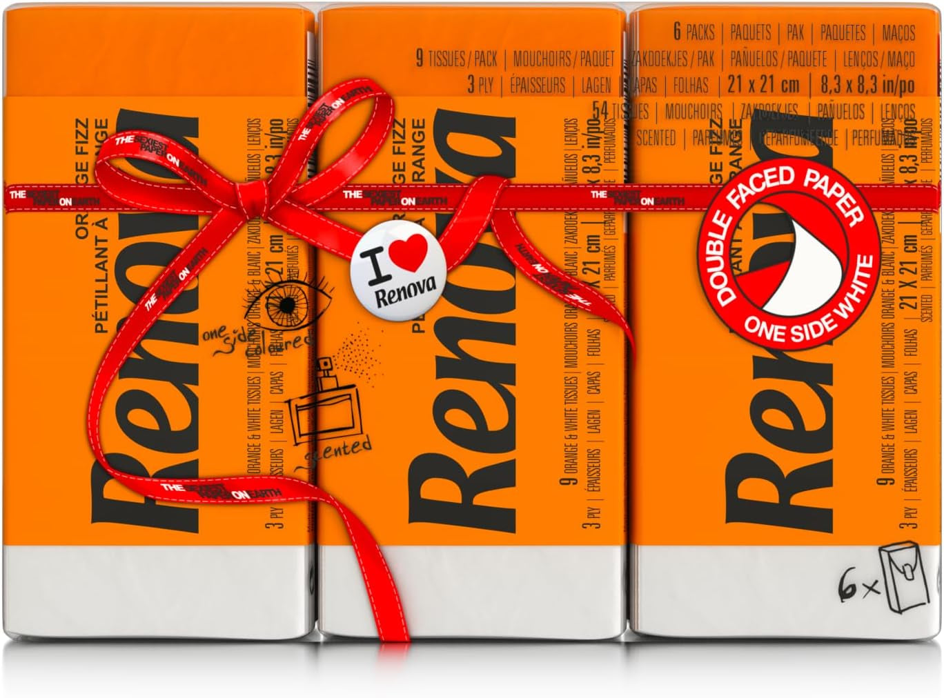 RENOVA ORANGE FIZZ Pocket Tissues 6 pakker