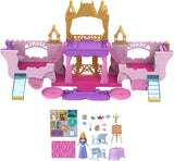 Mattel Disney Princess forvandler legesætvogn til slot med lille nordlysdukke, 3 niveauer, 6 legeområder, 4 figurer, møbler og tilbehør HWX17 Naty Shop-dukker
