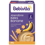 Aftengrød med kiks og bananer (4x500g), mælkegrød fra 5 måneder, uden tilsat sukker, med værdifulde mineraler og vitaminer, meget mættende