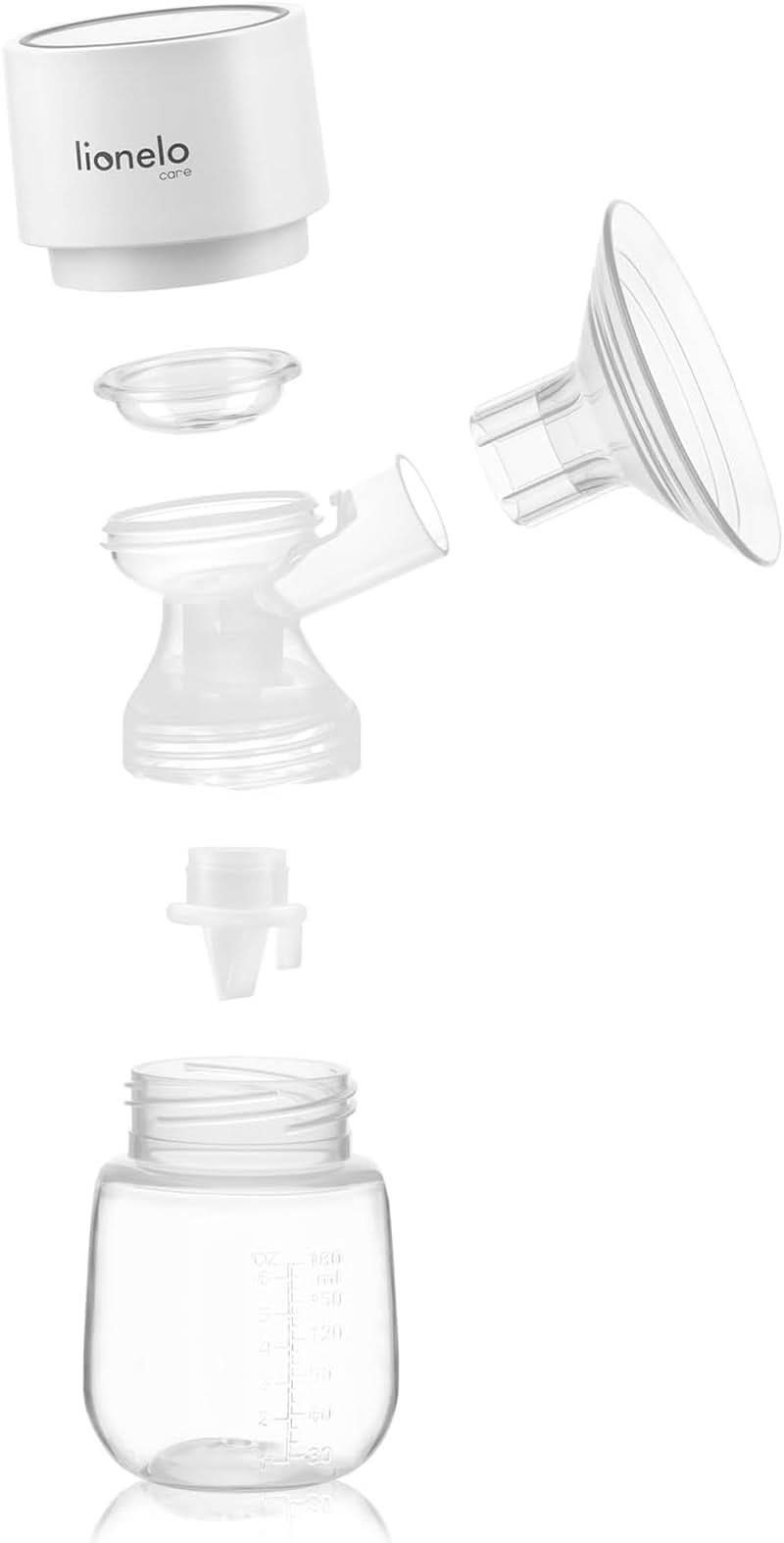 LIONELO Fidi One trådløs brystpumpe 180 ml, 3-faset bærbar brystpumpe, 9-trins energibesparende massage, silikonetragt 26 mm Løbetid 120 min. Bpa-frit tilbehør Mad og amning Bebe Naty Shop