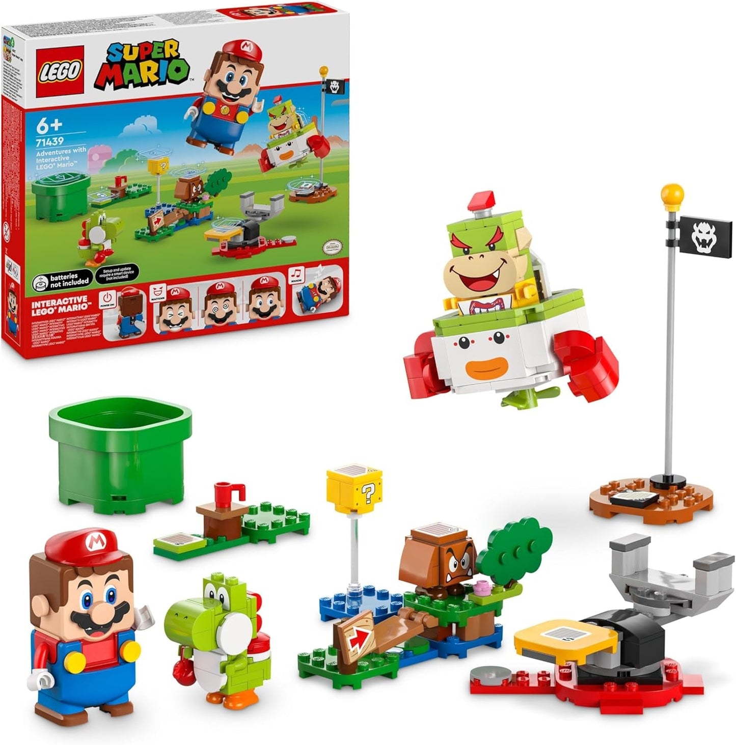 LEGO Super Mario Adventure med interaktiv Mario, Junior klovnevognssæt, Toy Yoshi, Nintendo-gave til drenge, piger og spillere 6 år gamle 71439 Byggesæt Besuche den LEGO-Store standardtitel