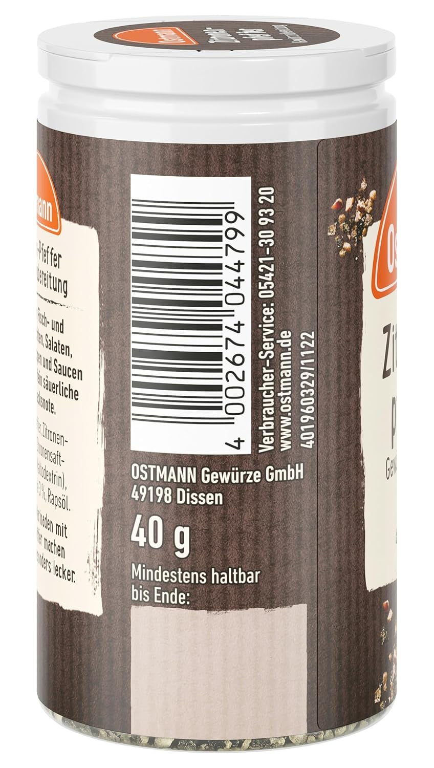 Ostmann Gewürze - Zitronenpfeffer Gewürzzubereitung | Til salatdressinger, saucer og fiskeretter 40 g i Der Streudose