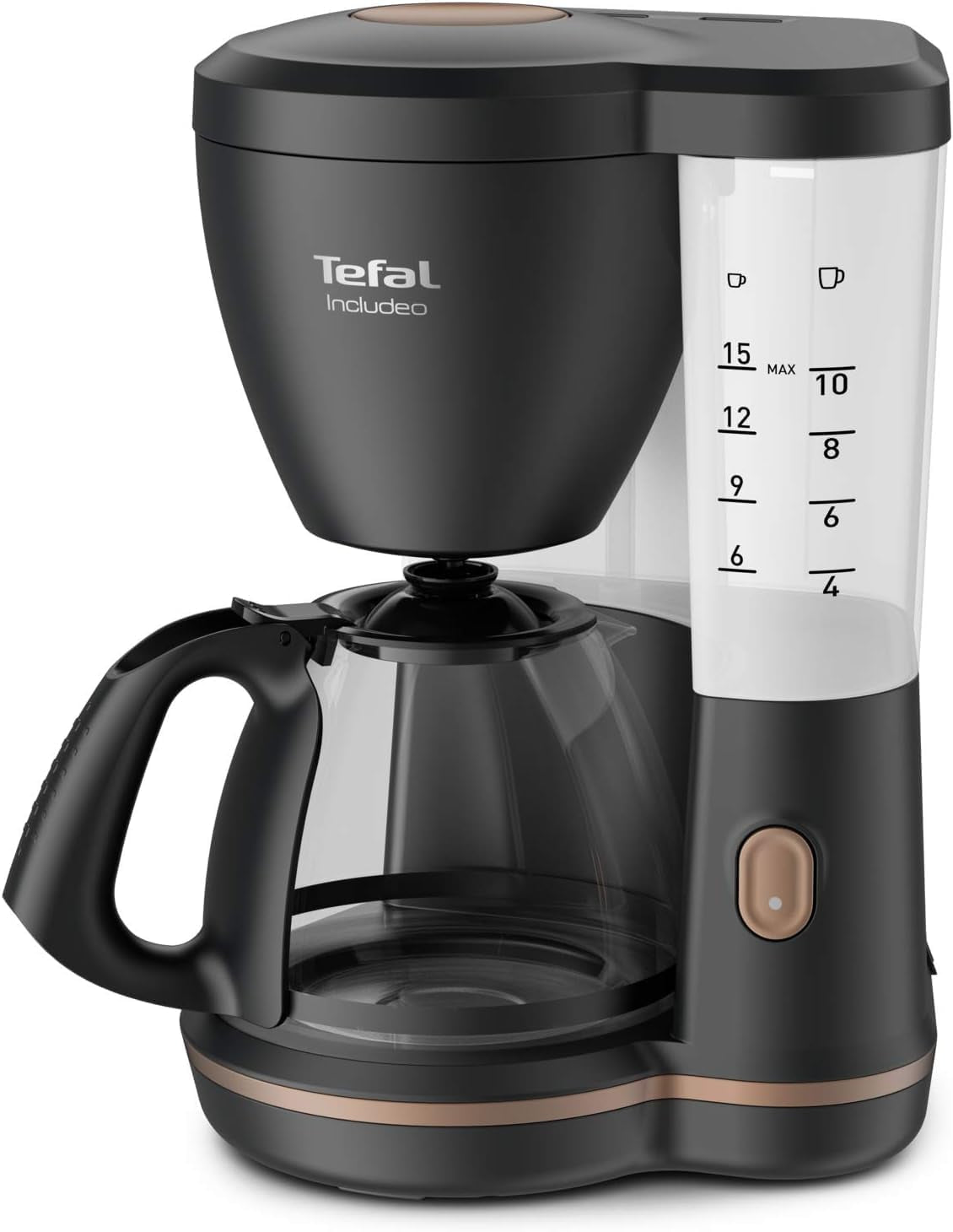 Tefal Includeo Filter Espressomaskine, Espressomaskine Ekstremt nem at bruge, Velegnet til højre- og venstrehåndede brugere, Automatisk lågåbning, 1,25 L, 10 til 15 kopper, CM533811