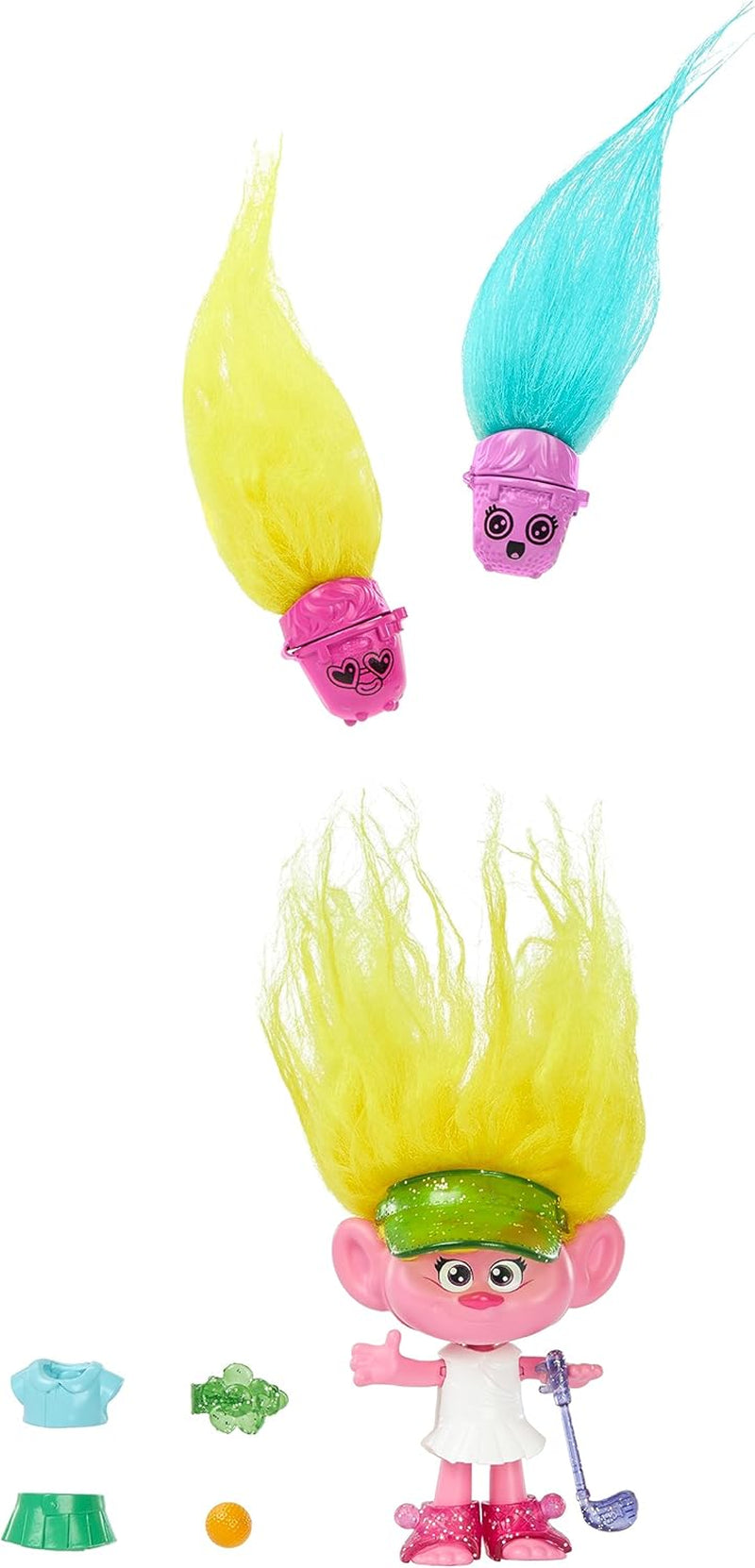 Mattel DREAMWORKS TROLLS United We Stand - Behårede overraskelser Viva Dukke med lyst gult plyshår og 3 overraskelsestilbehør, til børn fra 3 år og opefter, HNF11