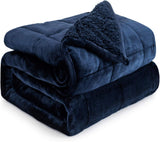 Bomuldsblå vægtet tæppe 6,8 kg Queen Size flannel Shaggy Sherpa vægtet tæppe til voksne Komfortable vægtede tæpper til at berolige og slappe af tunge dyner 152,4 X 203,2 Naty Shop dyner & dyner Marineblå 48 X 72 15 Lb