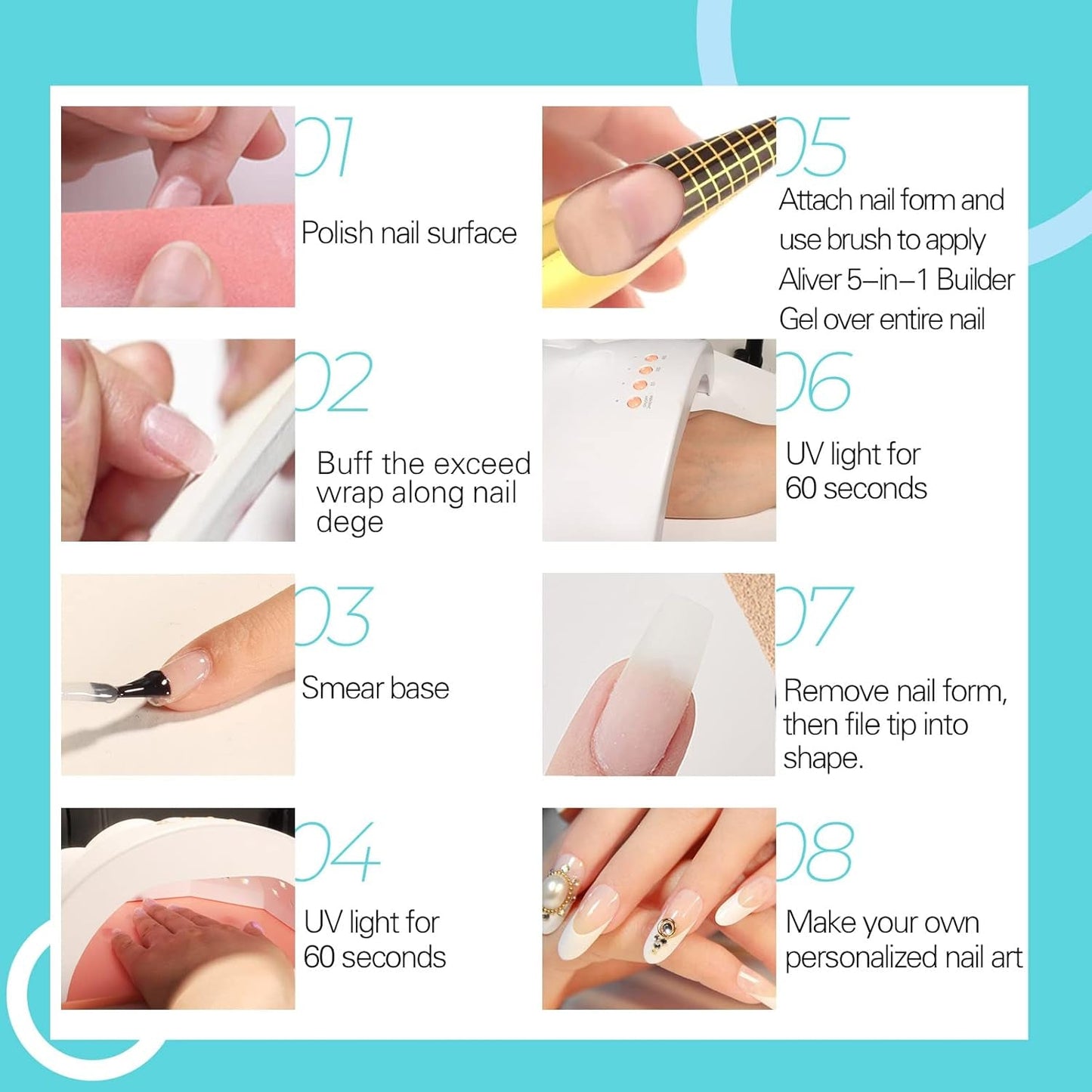 Builder 5 i 1 Builder Gel 15ml, Nail Builder Gel, Nail Builder Gel, UV/LED Nail Extension Neglelak, Extensions, Nail Art, Stickers, Gel Nail Builder Gel (hvid)