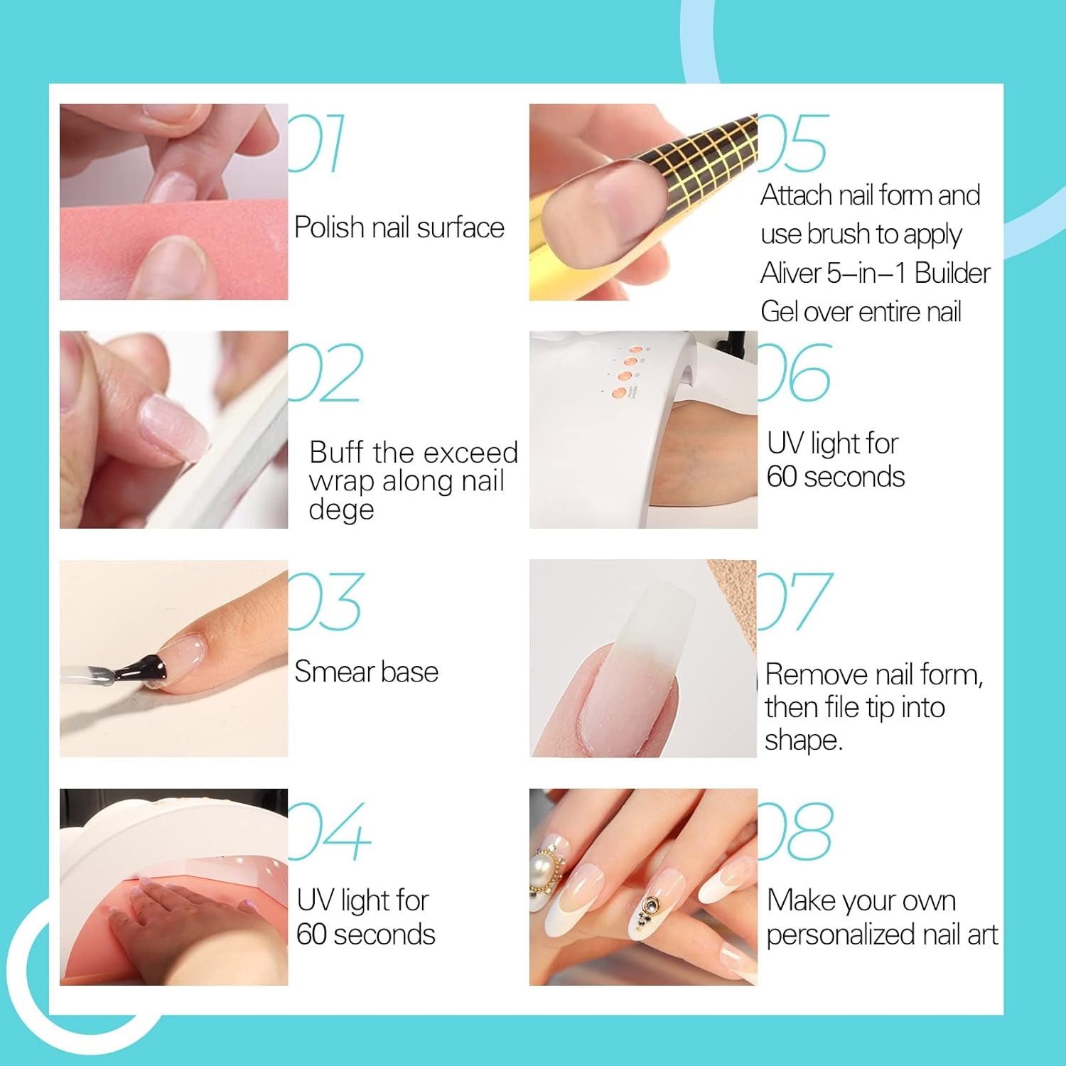 Builder 5 i 1 Builder Gel 15ml, Nail Builder Gel, Nail Builder Gel, UV/LED Nail Extension Neglelak, Extensions, Nail Art, Stickers, Gel Nail Builder Gel (hvid)