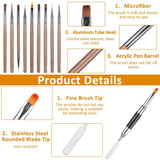10 Stück Nailart Pinsel Set, Braun Nail Art Børster Nailart Design Pinsel Nageldesign Pinselfür Gelnägelfür Heimwerker Maniküre Salon Zuhause Nailpinsel Sæt