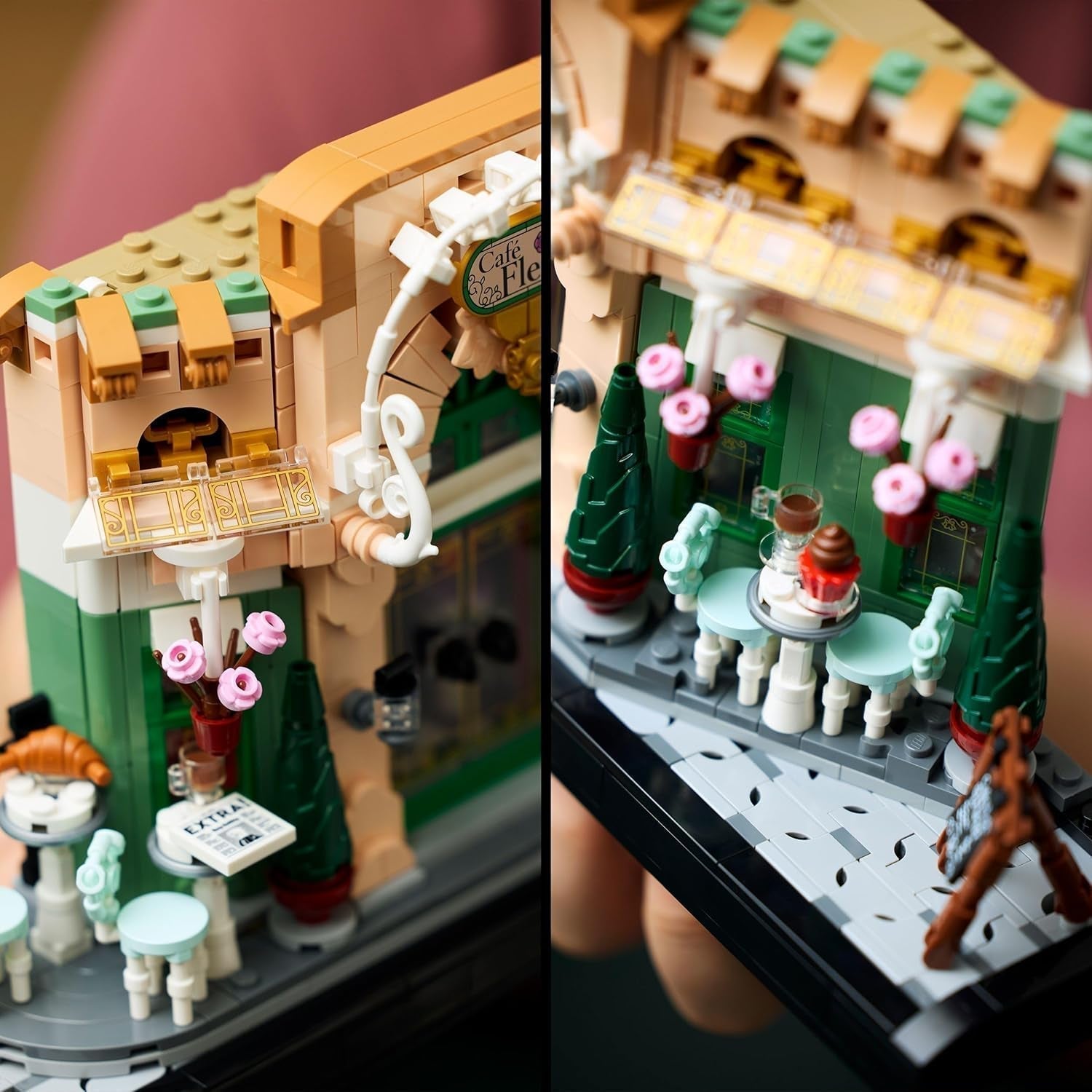 LEGO Icons French Café - Dekorationer til stue eller kontor - Byggesæt til voksne inklusive malerisk facade, hængende urtepotte og stole - Gave til mænd og kvinder 10362 Byggesæt Besuche den LEGO-Store