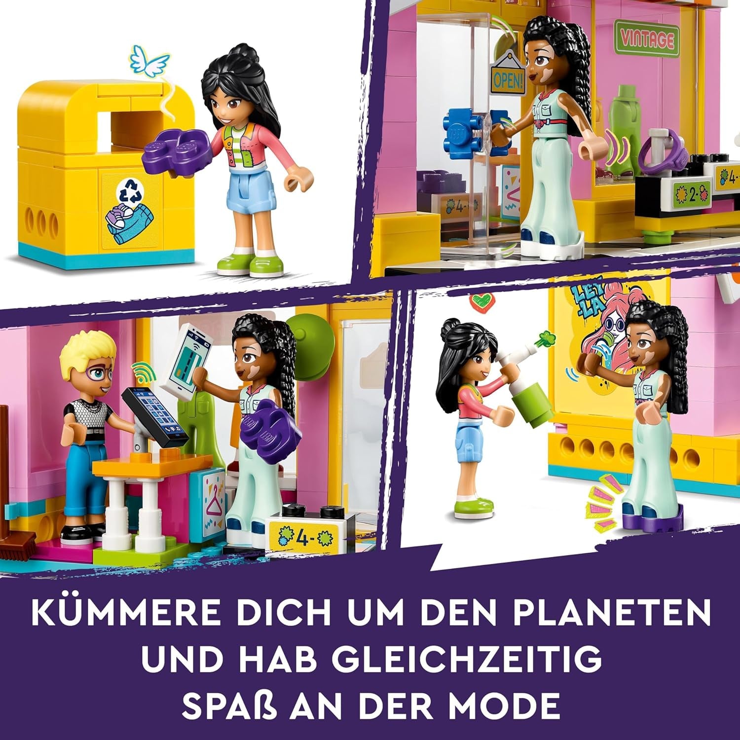 LEGO Friends Vintage modebutik byggesæt til børn med legetøjsbutik, figurer og kat, rollelegemodel for social-emotionel udvikling, gave til 6-årige piger og drenge 42614 Byggesæt Besuche den LEGO-Store