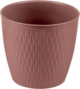 Sæt med 5 brune potter, diameter 16 cm - Robuste plastpotter - Dekorativ plantekasse med dræningsmulighed - Elegant potte til indendørs og udendørs brug