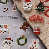 Jul 3D negle stickers 4 ark 5D negle stickers Stereoskopiske negle stickers dekorationer Negle Design Accessories
