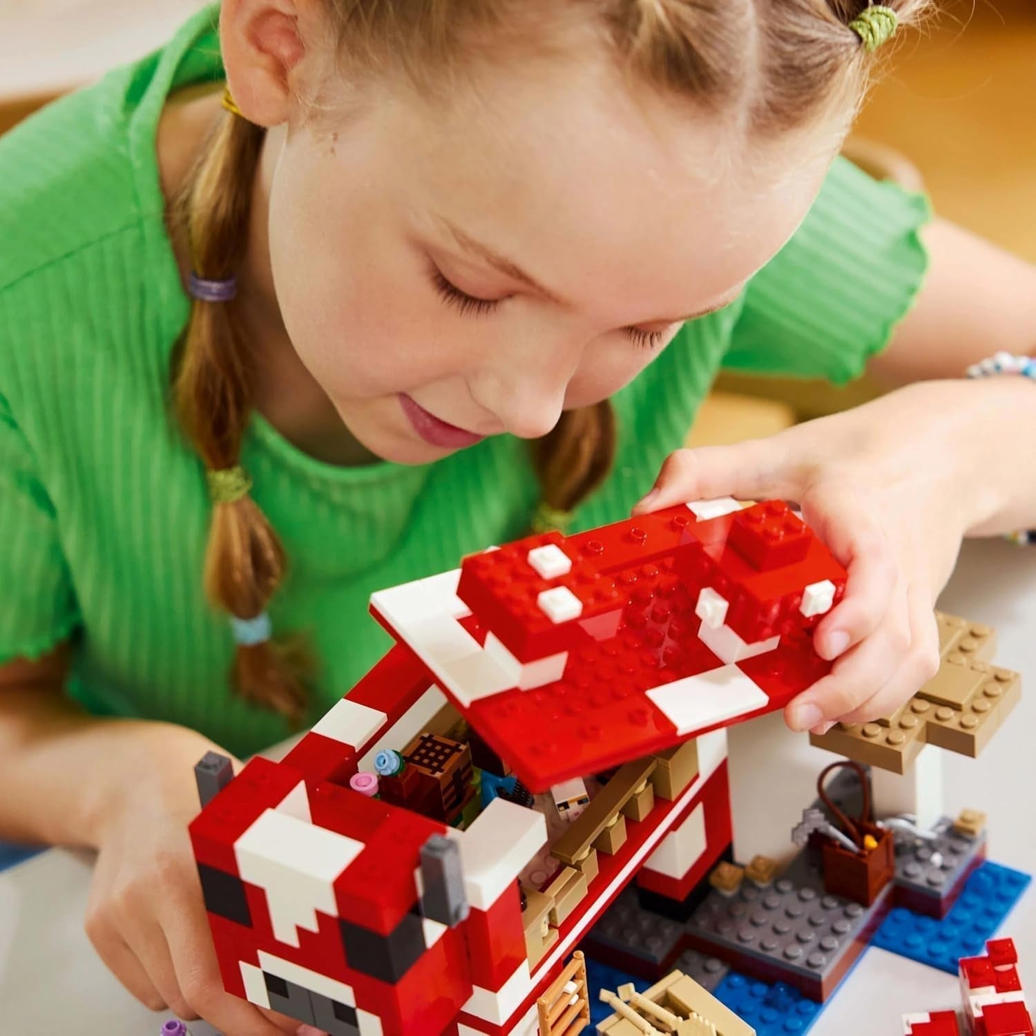 LEGO Minecraft The Mushroom Cow House Videospil Byggelegetøj Mushroom Land Model med minifigurer Steve og andre figurer Legesæt til drenge og piger 8 år 21270 Byggesæt Beuche den LEGO-Store