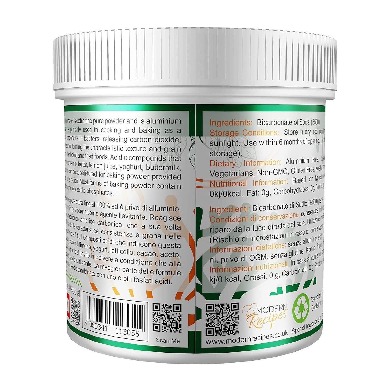 Særlige ingredienser Natriumbikarbonat - Premium Quality Extra Fint Pulver, Vegansk, Gvo-Frei, Glutenfrei - Recycelbarer Behälter Kitchen Naty Shop