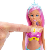 Simba Steffi Love Mermaizing Mermaid Doll med regnbuelysfunktion, ekstra langt hår, delfinfigur og hårspænder, 39 cm højde, prøv-mig-funktion, 3+ år