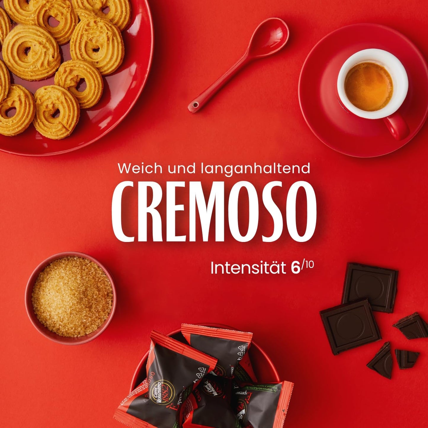 Caffè Vergnano 1882 - Èspresso komposterbar Kaffeekapsel, kompatibel med Nespresso, Cremoso (cremet) - Packung Enthälts 100 Kapseln