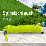 Amig - Spiralslange | Fremstillet af polypropylen | Kan forlænges op til 7,5 m | Inkluderer vandingslanse, adapter og 2 led | Pistacie grøn