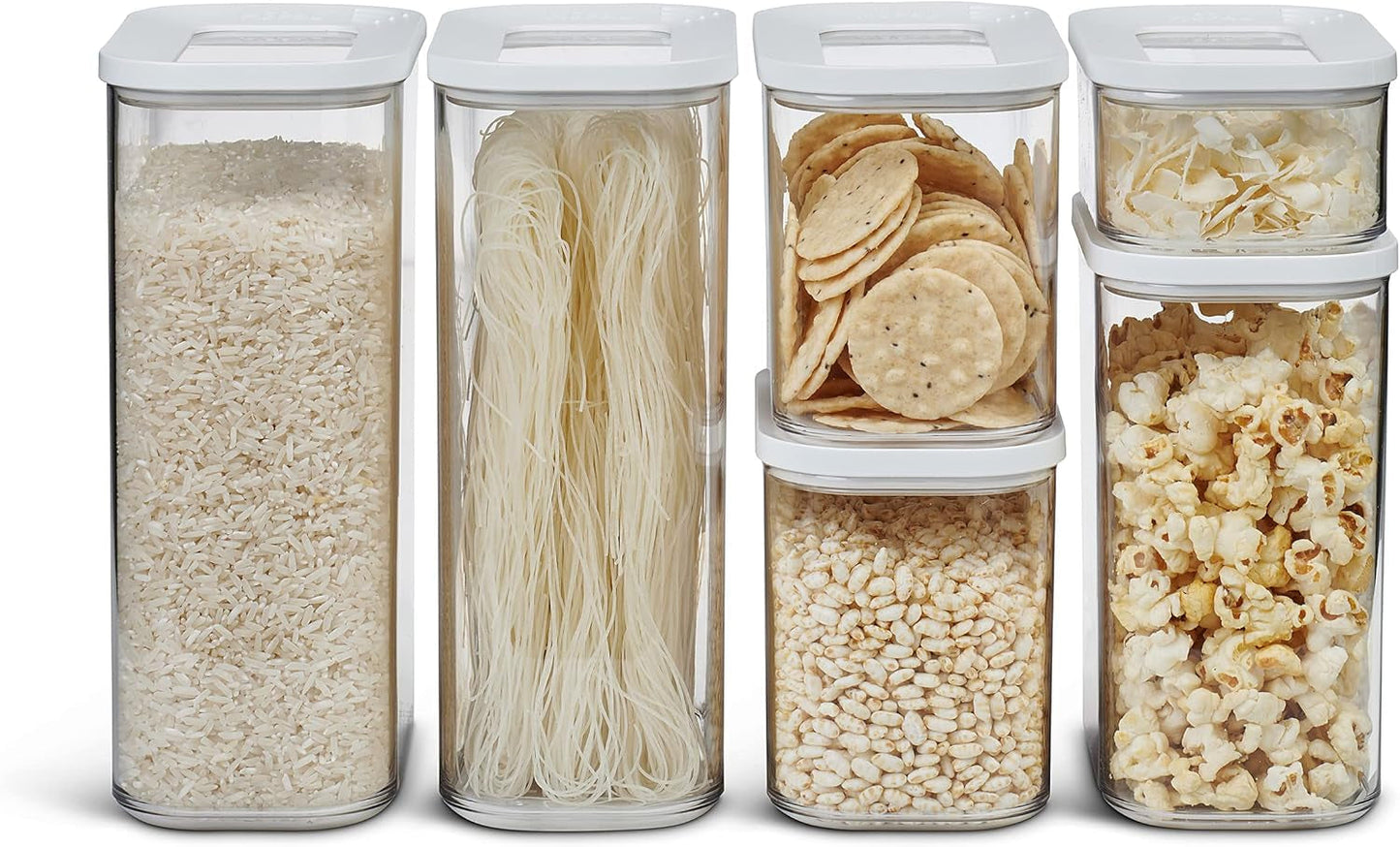 Mepal sæt med 6 opbevaringskrukker med låg - Rektangulære madbeholdere - Plastkøkkenorganisering - Lufttætte opbevaringsbeholdere - 2x 2000ml, 2x 1000ml, 1x 1500ml & 1x 425ml - Hvide Naty Shop Food Opbevaringsbokse Hvid 6-delt sæt