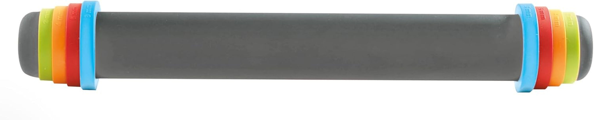 MASTRAD - Kagerulle - Grå - med justerbare ringe - 2 mm til frisk dej, 4 mm til kager, 6 mm til sandkager, 8 mm til pizza - lavet af silikone - med non-stick belægning - BPA fri - 41 cm