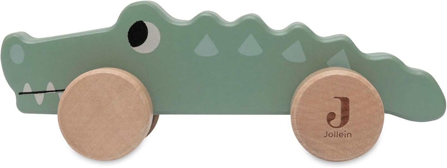 Jollein 112-001-67090 Trælegetøj på hjul, grøn Babylegetøj Naty Shop Croco