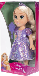 Disney Princess Rapunzel 35 cm dukke, reflekterende glitterøjne, bevægelige led, aftagelig kjole, sko, krone, langt blondt hår, til piger på 3+