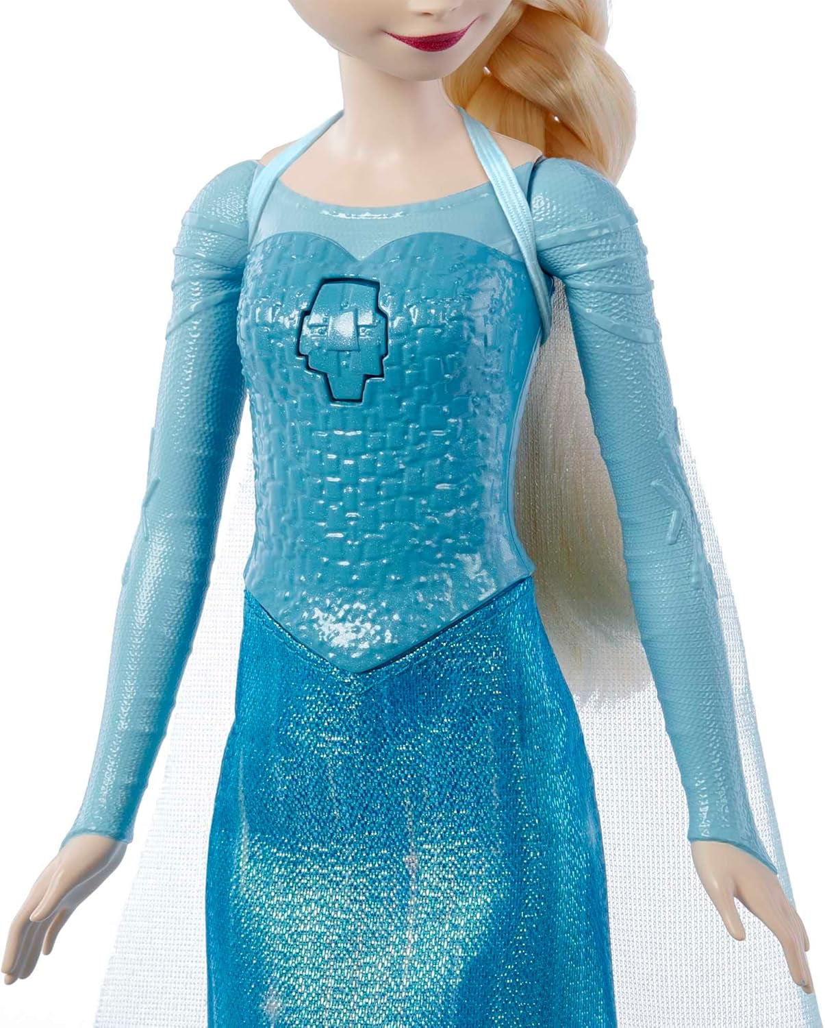 Mattel Toys Disney Frozen Elsa Singing Doll i ikonisk outfit, synger "Let It Go" fra Disney-filmen på engelsk, fransk, tysk, italiensk, JDL58