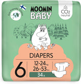 Moomin Baby Eco bleer, str. 3, 5-8 kg, 48 stykker, Premium bløde bleer | Blød og hudvenlig, åndbar, absorberende, ingen unødvendige kemikalier |