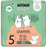 Moomin Baby Eco bleer, str. 3, 5-8 kg, 48 stykker, Premium bløde bleer | Blød og hudvenlig, åndbar, absorberende, ingen unødvendige kemikalier |
