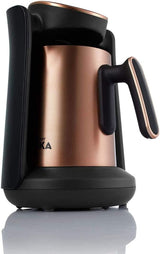 Arzum Okka Minio tyrkisk kaffemaskine, Moka, 1-4 kopper, 300ml gryde i rustfrit stål, Spildbeskyttelse, Smart Brewing System, Vaskbar Kande, 480W, Kobber