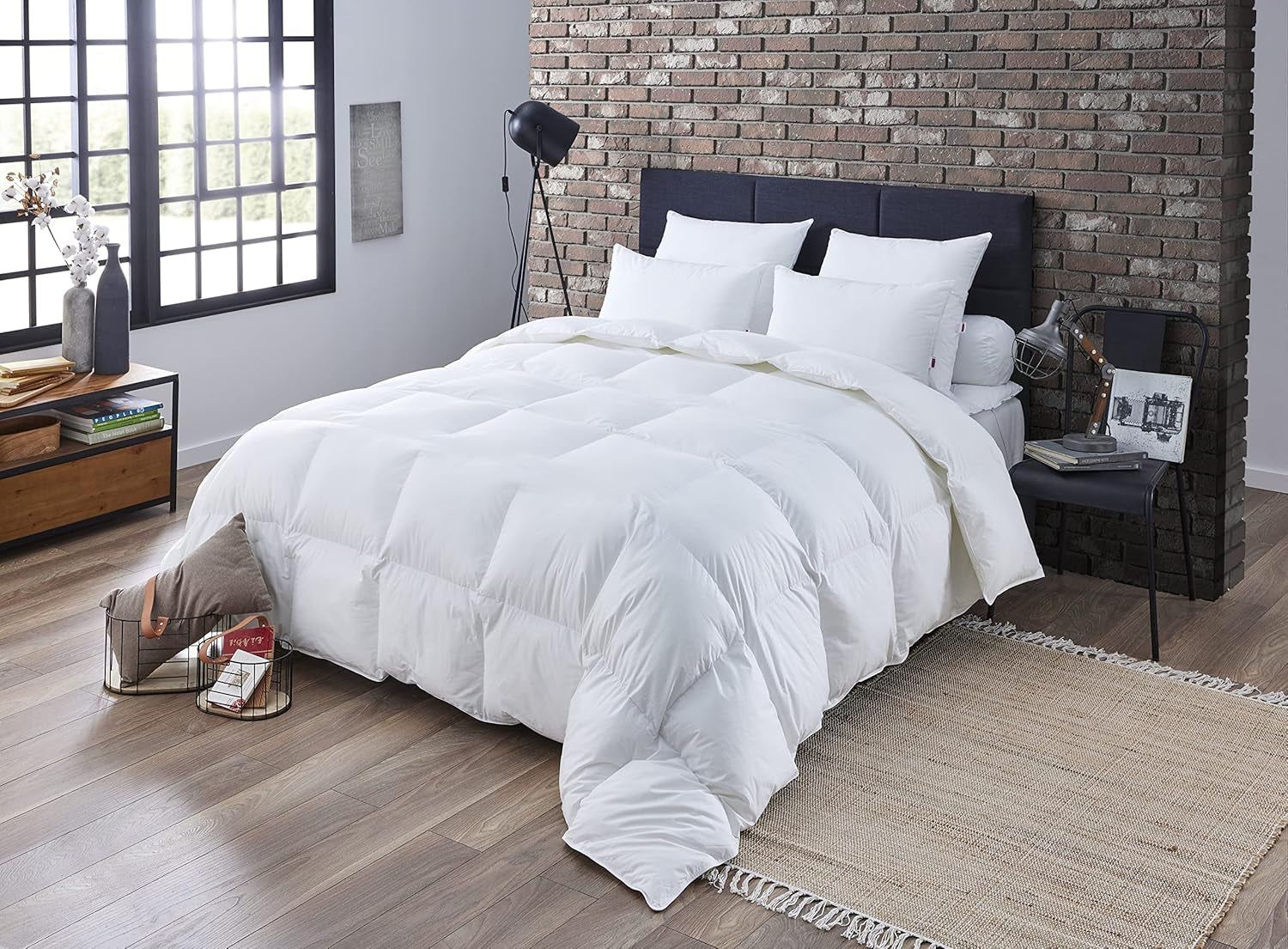 DODO Dyne 40381220 Helsinki, percale bomuld ydermateriale, andedun/læderfyld, 240 Cm 220 Cm, hvid Dyner og dyner Naty Shop 220/240