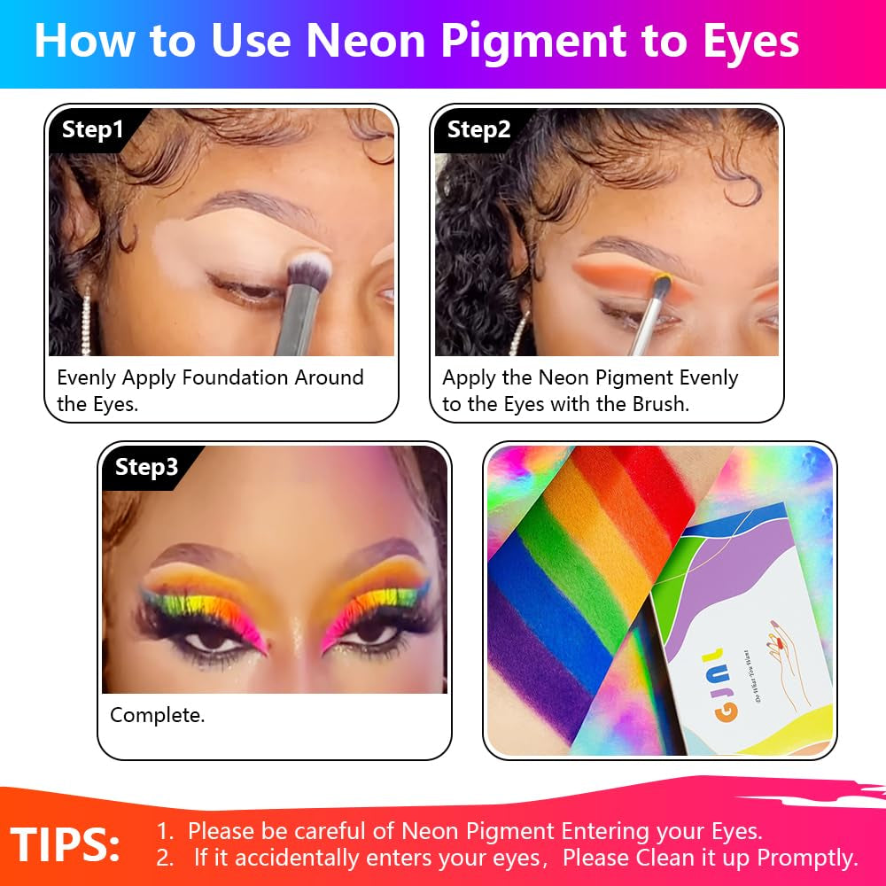 Neon Fosfor Pigment Pulver Für Nägel Lidschatten - 12 farver Neon Nagel Glitzer Augenpulver Maniküre Halloween Neon Make-Up Dekoration Nail Art Staub Pigment