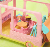 BABY født 904763 Baby Surprise Bus - pink mini dukke legetøjsbus med 2 eksklusive dukker, tredobbelt klapvogn, gynge, karrusel, rutsjebane og tredobbelt gynge.