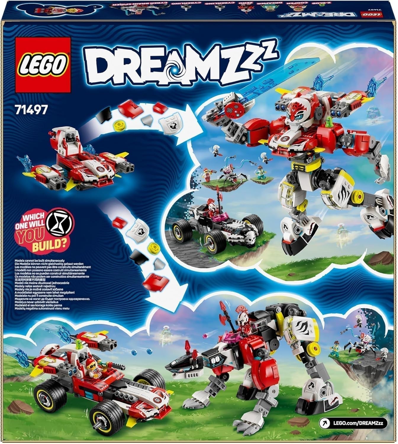 LEGO Dreamzzz Cooper's Tiger Mech og Zero'S Hot Rod Car, Legetøjsbil til børn, Gave til 9-årige drenge og piger, 2-i-1 legesæt med Mech og minifigurer 71497 Byggesæt Besuche den LEGO-Store