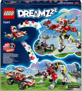LEGO Dreamzzz Cooper's Tiger Mech og Zero'S Hot Rod Car, Legetøjsbil til børn, Gave til 9-årige drenge og piger, 2-i-1 legesæt med Mech og minifigurer 71497 Byggesæt Besuche den LEGO-Store