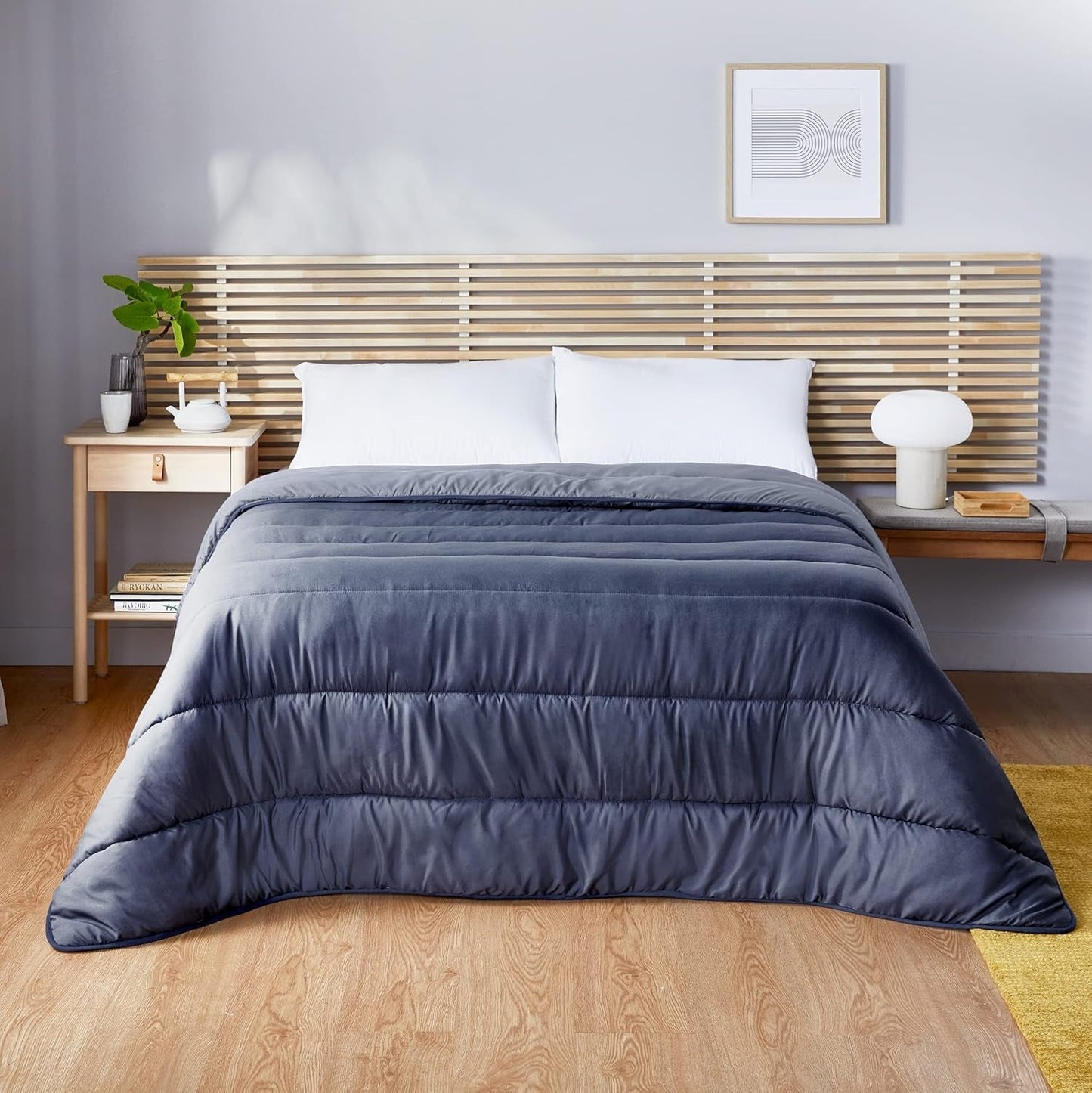 Pikolin Home - Vendbar dyne 300 G - Nordisk tofarvet fyld - Til seng 90 - behagelig, varm, åndbar, marineblå, 135 X 200 cm Dyner og dyner Naty Shop