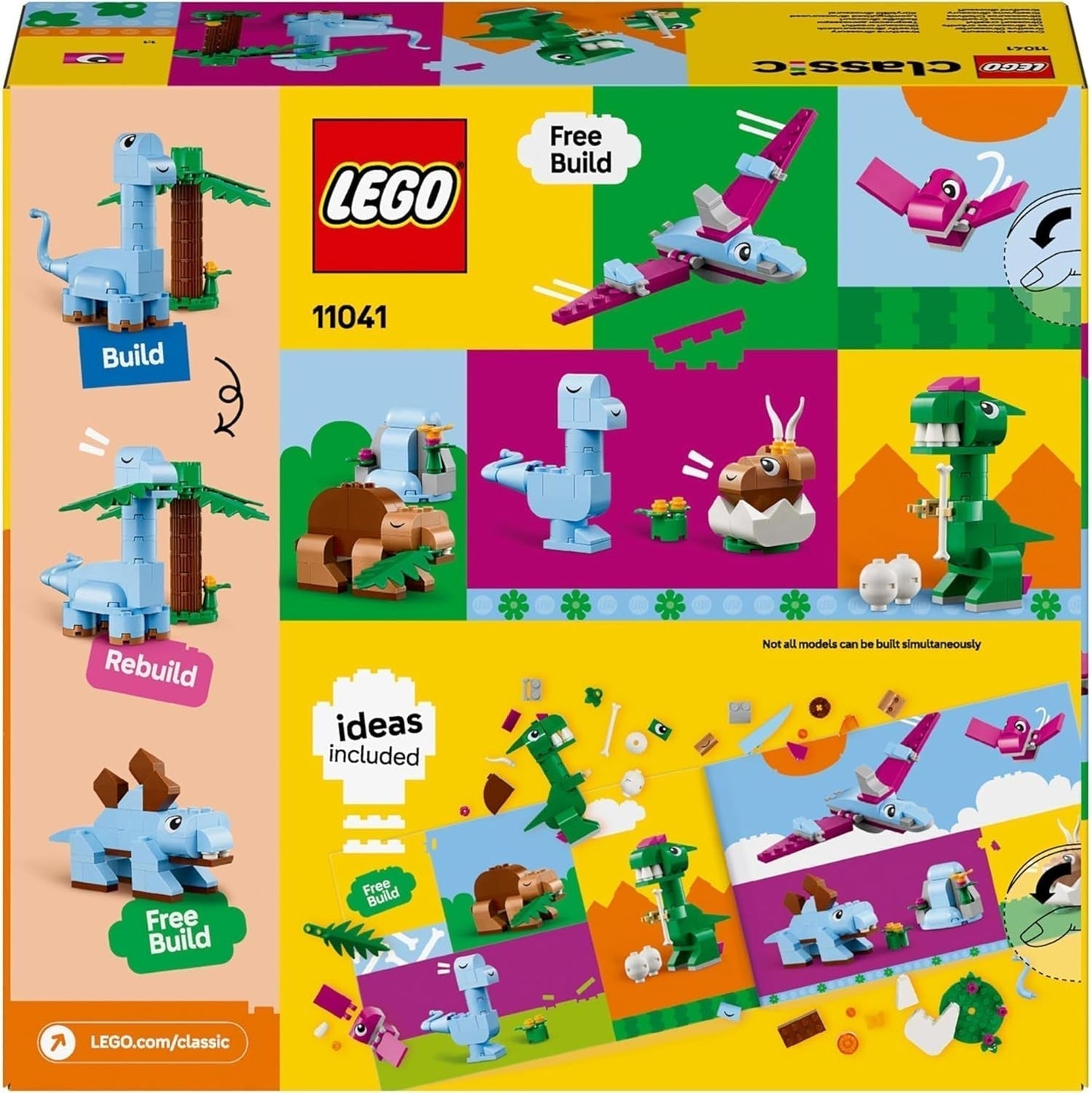 LEGO Classic Creative Dinosaurs byggesæt med dyremodeller og figurer lavet af klodser, fantasifuld legeoplevelse, gave til drenge og piger på 5 år, inklusive T.Rex og Triceratops 11041 byggesæt Besuche den LEGO-Store