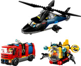 LEGO City kombisæt med helikopter, løvebil og ubåd og 3 minifigurer - Bygbare legetøjskøretøjer til drenge og piger fra 7 år - Fødselsdags- og feriegave 60462 Byggesæt Besuche den LEGO-Store