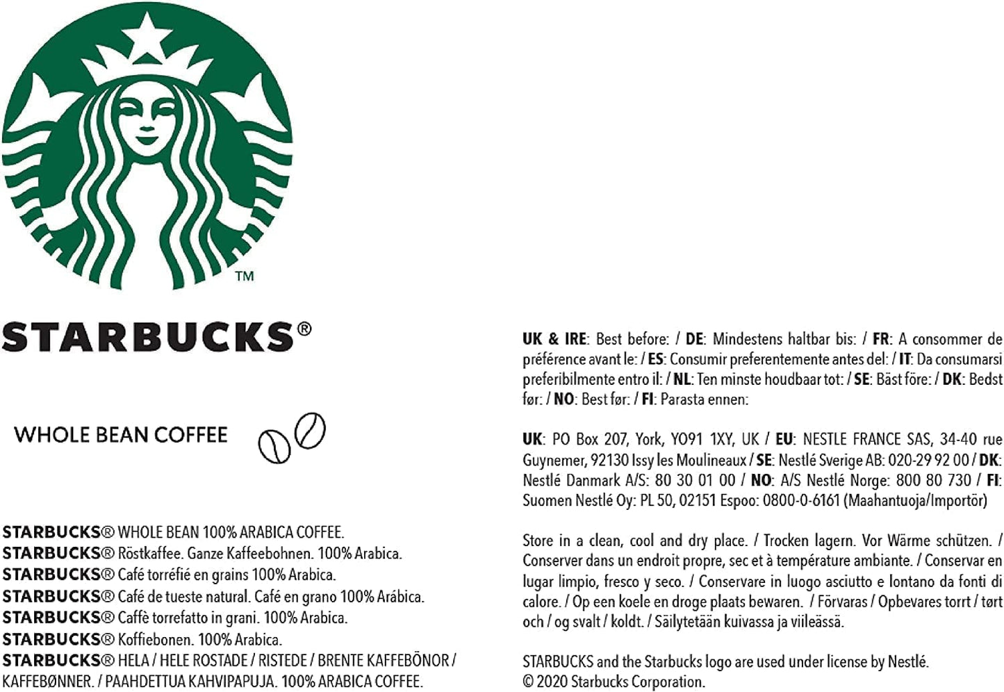 STARBUCKS Single Origin Colombia kaffe, mellemristet, hele bønne 450 g (pakke med 4)