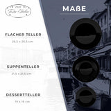 Spisestel til 6 - 18 stykker - Opalglas Spisestel - Sort Spisestel - Skåle- og tallerkensæt - Moderne Spisestel - Tallerkener - Bordservice - Spisestel til 6