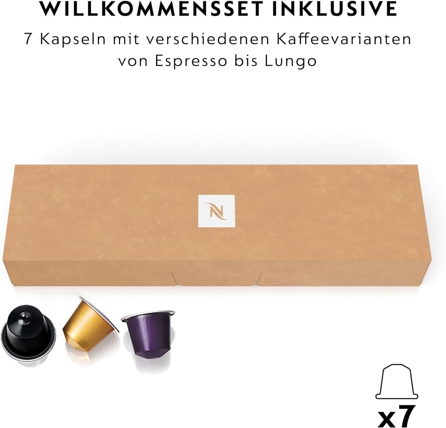Nespresso kapsel espressomaskine De'Longhi EN 80.B Inissia, højtrykspumpe og energisparefunktion, automatisk slukning efter 9 minutter, kopvolumen til espresso og lungo, 0,7 l vandtank, sort