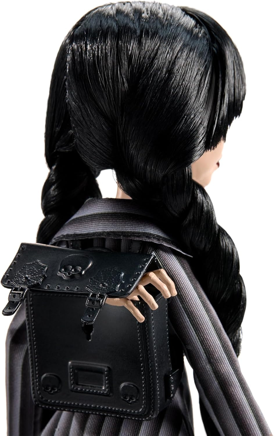 Monster High onsdagsdukke og tilbehør onsdag Addams samlerfigur i Nevermore Academy Uniform med iskold hånd og rygsæk dukkestativ HXJ04 Naty Shop-dukker