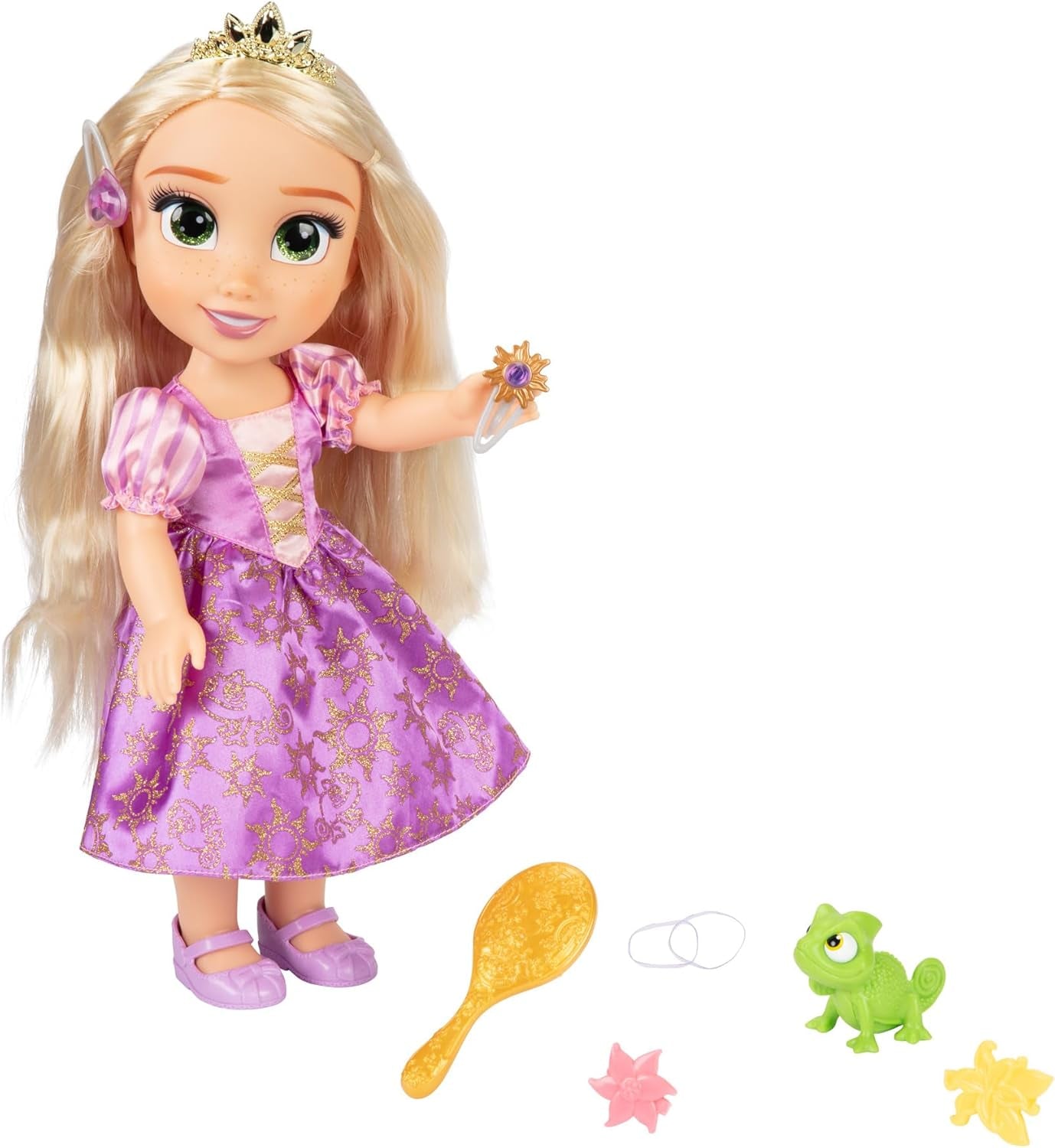 Disney Princess Rapunzel 35 cm syngende dukke, synger 'I See The Light', inkluderer tilbehør for mere sjov, perfekt til piger fra 3 år og opefter, lilla