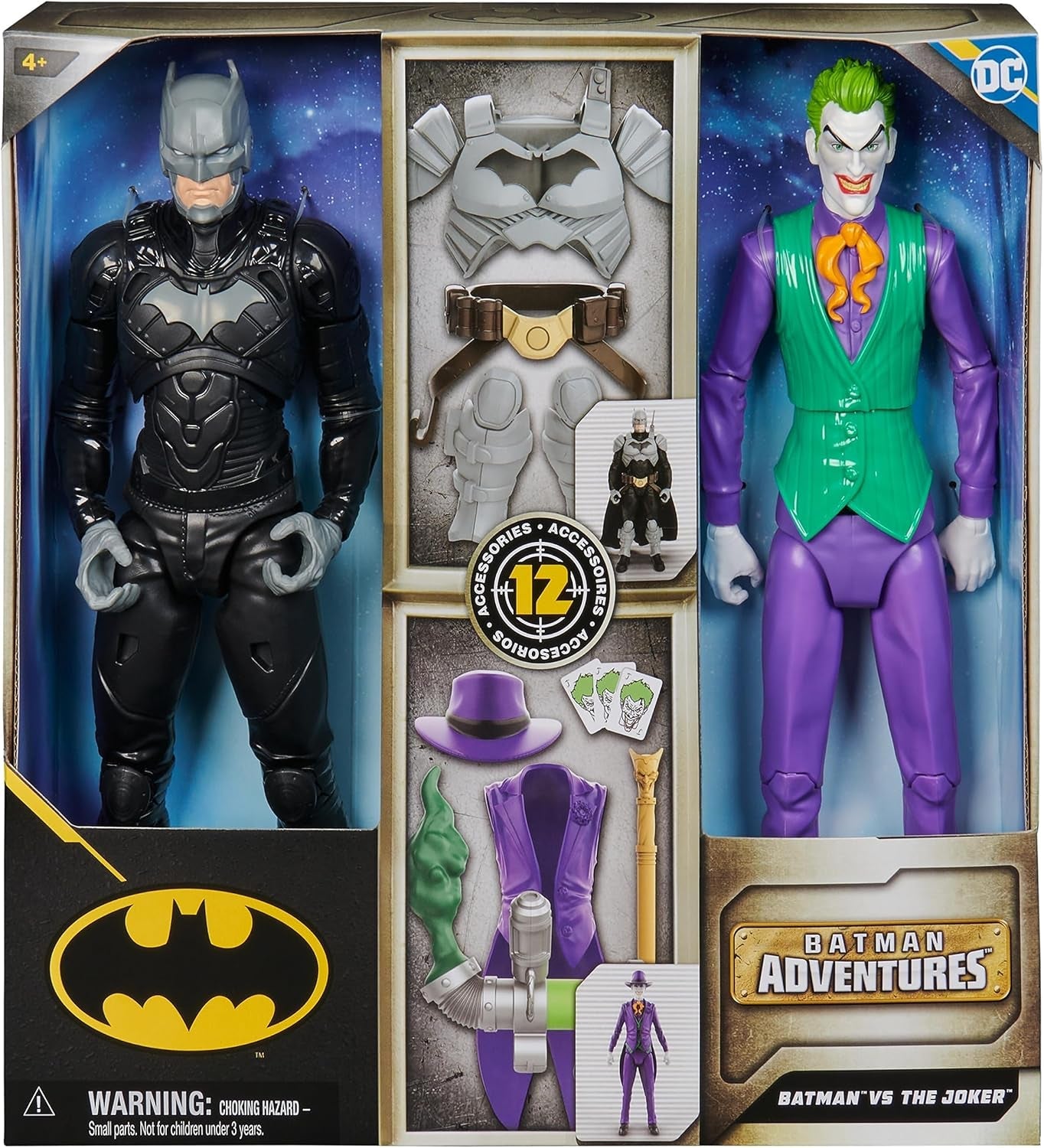 DC Batman Adventures Batman Vs the Joker actionfigursæt, 30 cm - 2 fuldt bevægelige figurer med 12 gear til spændende rollespil, legetøj til 4+ børn Actionfigurer Naty Shop