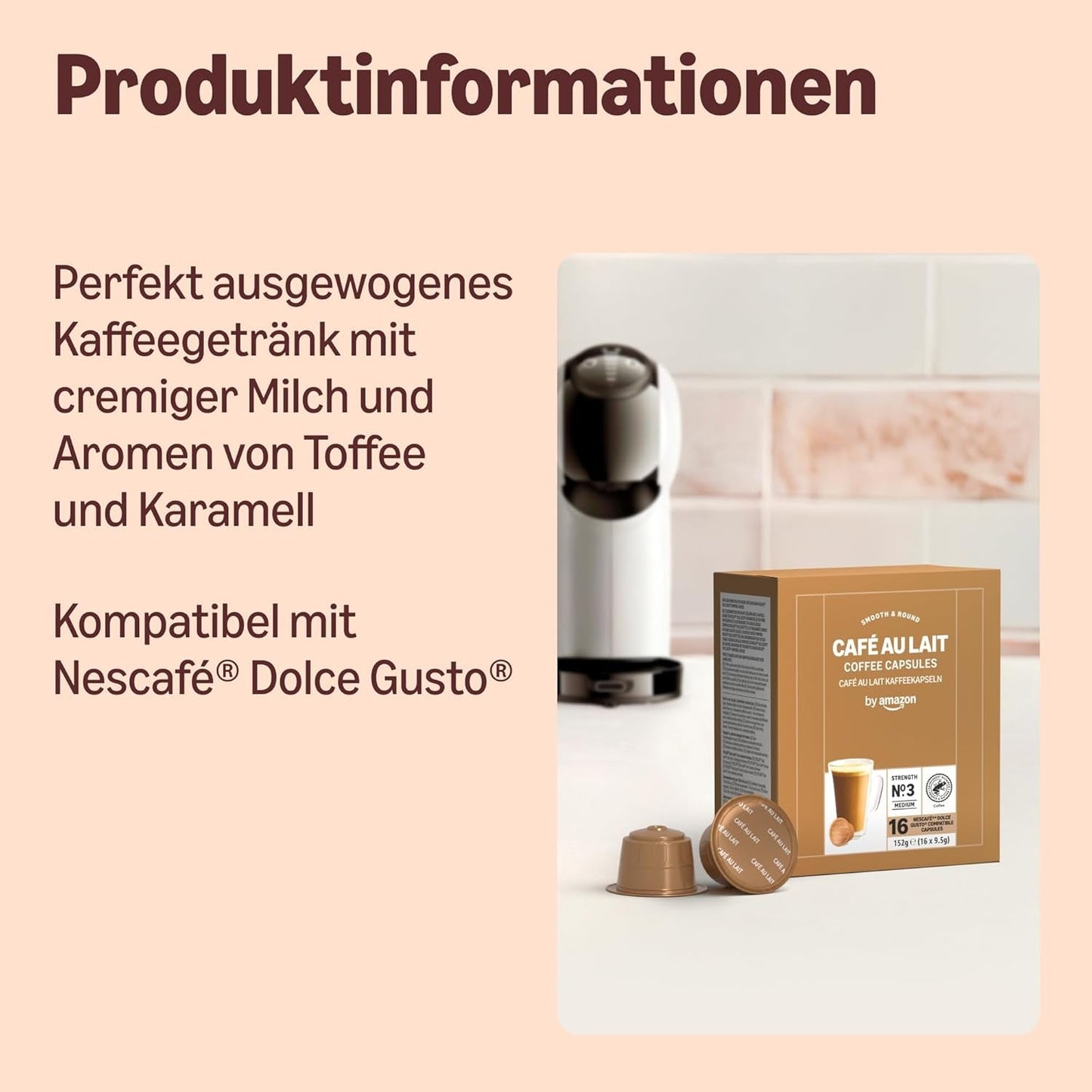 af Amazon Cafe au Lait Dolce Gusto-kompatibel Kaffeekapseln, 48 Kapseln (3 Packungen mit je 16 Stück)