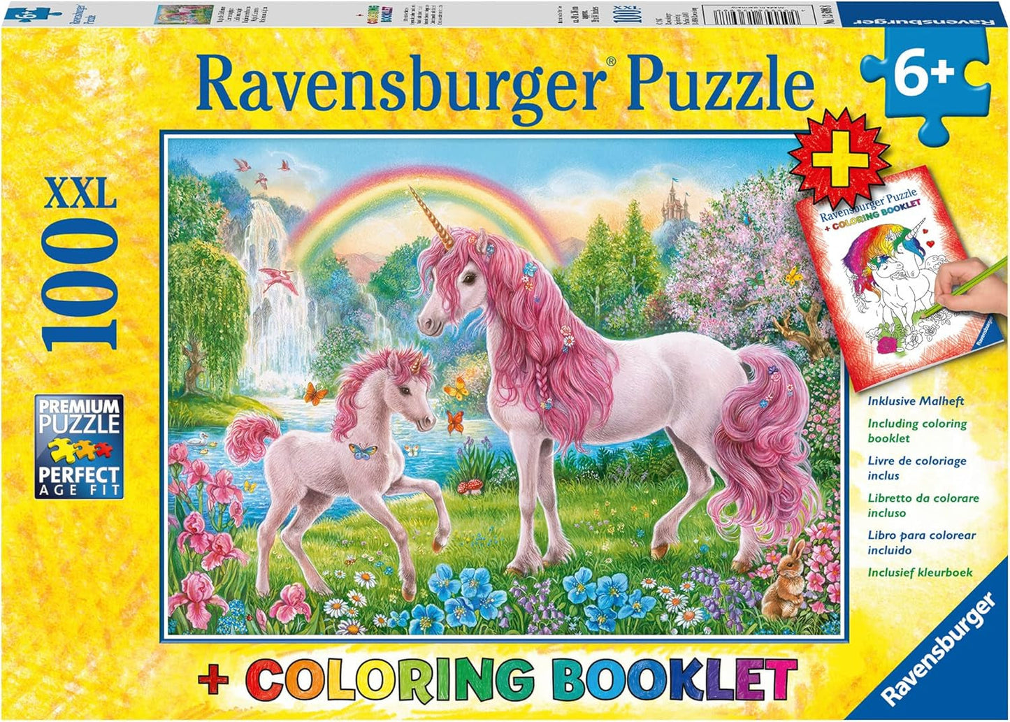 Ravensburger puslespil til børn - 13698 Magical Unicorns - Unicorn puslespil for børn fra 6 år og opefter, Med 100 brikker i XXL-format, Inkluderer farvehæfte Puslespil Naty Shop Single