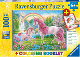 Ravensburger puslespil til børn - 13698 Magical Unicorns - Unicorn puslespil for børn fra 6 år og opefter, Med 100 brikker i XXL-format, Inkluderer farvehæfte Puslespil Naty Shop Single